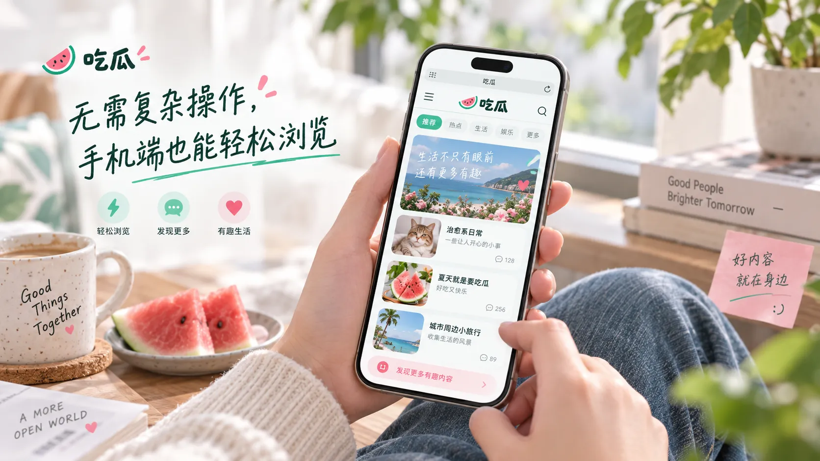 手机浏览吃瓜网页面的示意画面